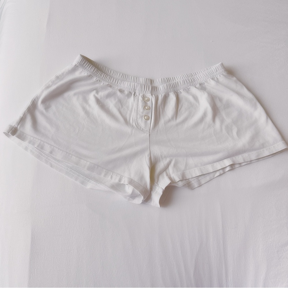 Brandy Melville white cotton boxer shorts with buttons